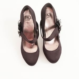 BKE Sole Satin Black Evening Heels Size 10